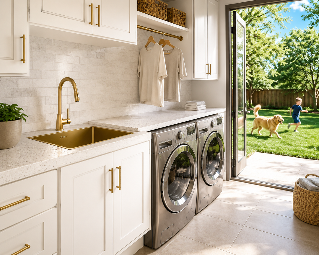 Brushed gold- Black grey gun Laundry Stainless Steel 16 Gauge undermount sink 22"x17"x12' D