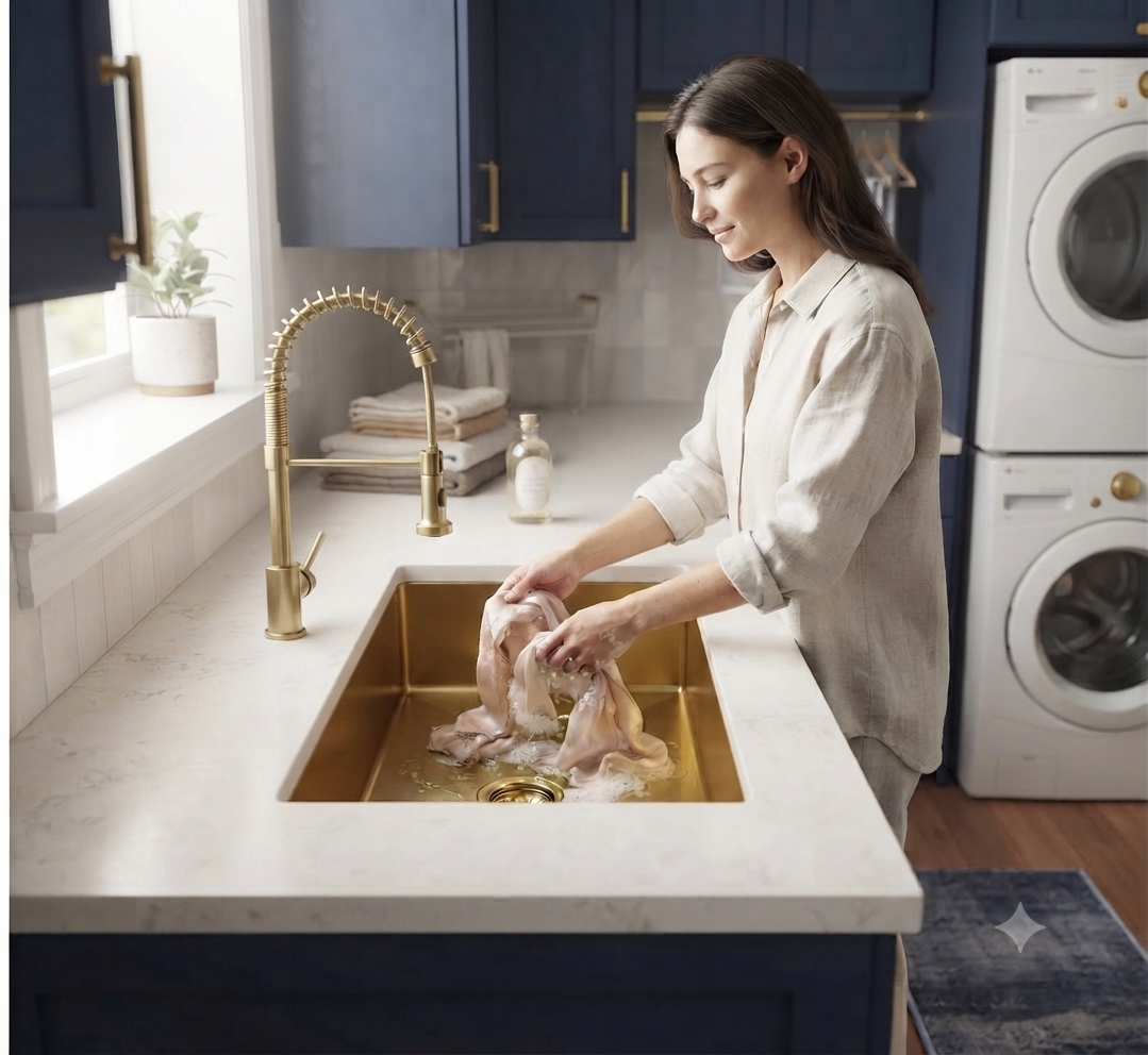 Brushed gold- Black grey gun Laundry Stainless Steel 16 Gauge undermount sink 22"x17"x12' D