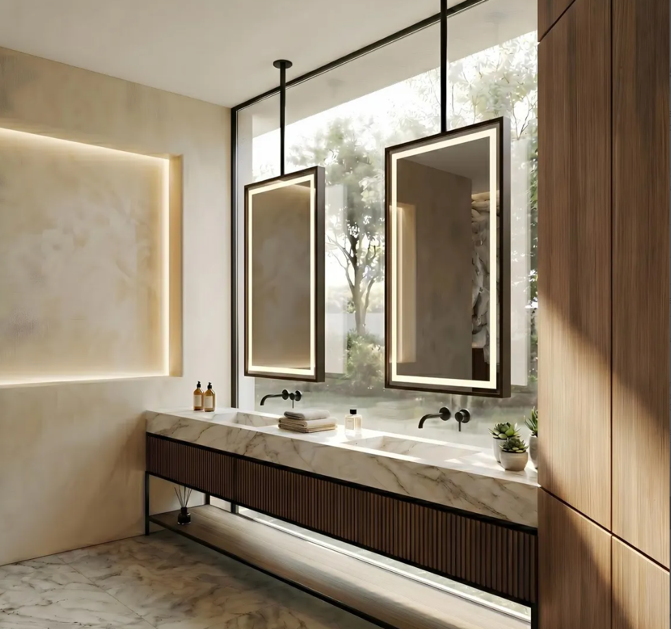 CUSTOM- MAJORCA IV - Ceiling Suspended Mounted LED Mirror