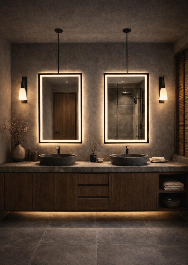 CUSTOM- MAJORCA IV - Ceiling Suspended Mounted LED Mirror