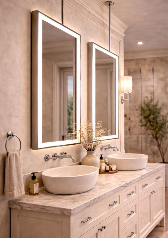 CUSTOM- MAJORCA IV - Ceiling Suspended Mounted LED Mirror