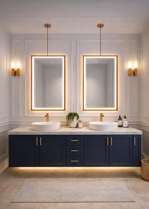 CUSTOM- MAJORCA IV - Ceiling Suspended Mounted LED Mirror