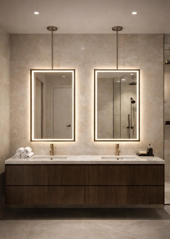 CUSTOM- MAJORCA IV - Ceiling Suspended Mounted LED Mirror