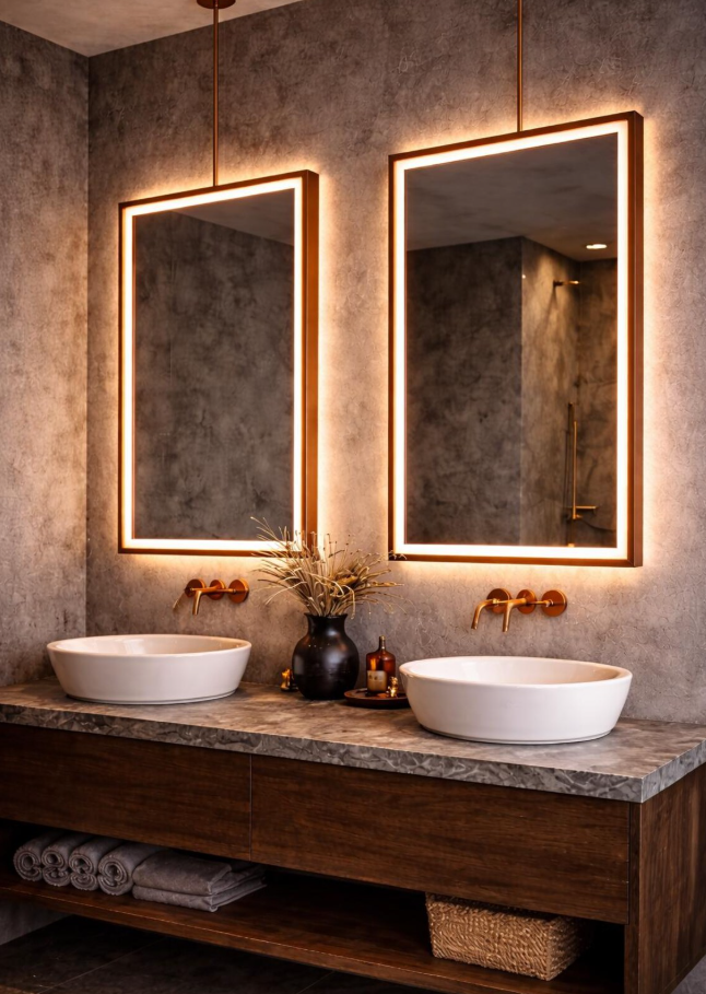 CUSTOM- MAJORCA IV - Ceiling Suspended Mounted LED Mirror