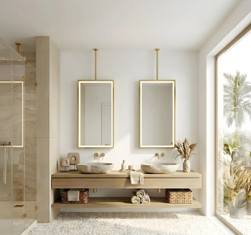 CUSTOM- MAJORCA IV - Ceiling Suspended Mounted LED Mirror