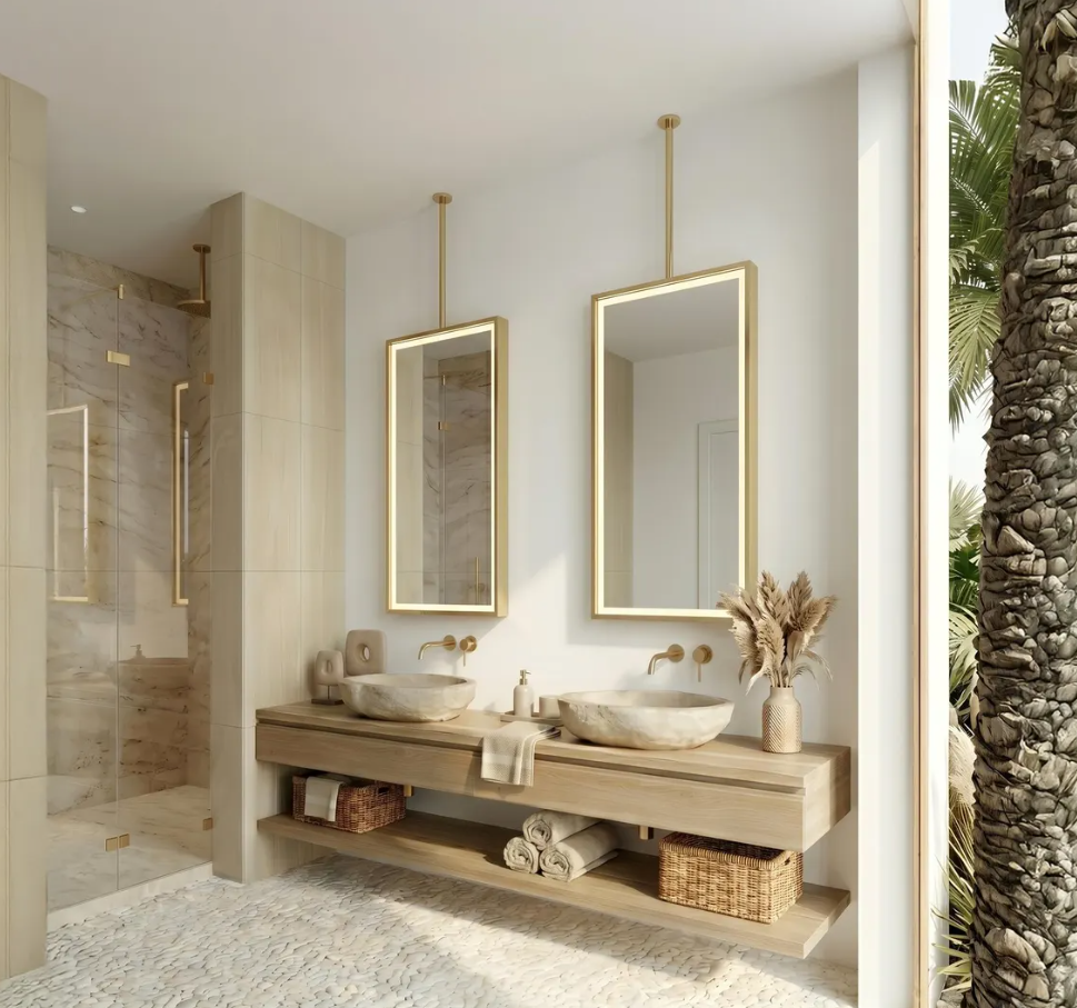 CUSTOM- MAJORCA X - Ceiling Suspended Mounted NO-LED Mirror