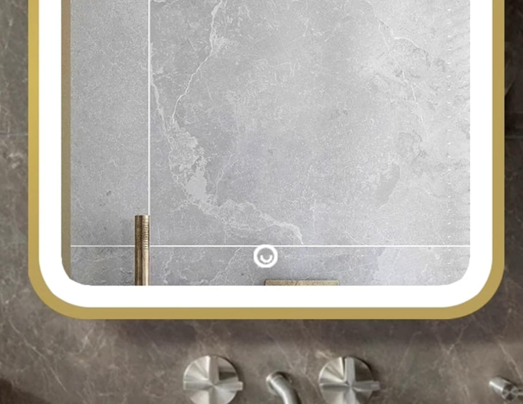 STOCK-MARBELLA-Brushed Gold- Portrait 1 Side Glass LED mirror celling mounted bathroom mirror 24"x54"