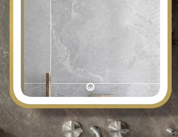 STOCK-MARBELLA-Brushed Gold- Portrait 1 Side Glass LED mirror celling mounted bathroom mirror 24"x54"
