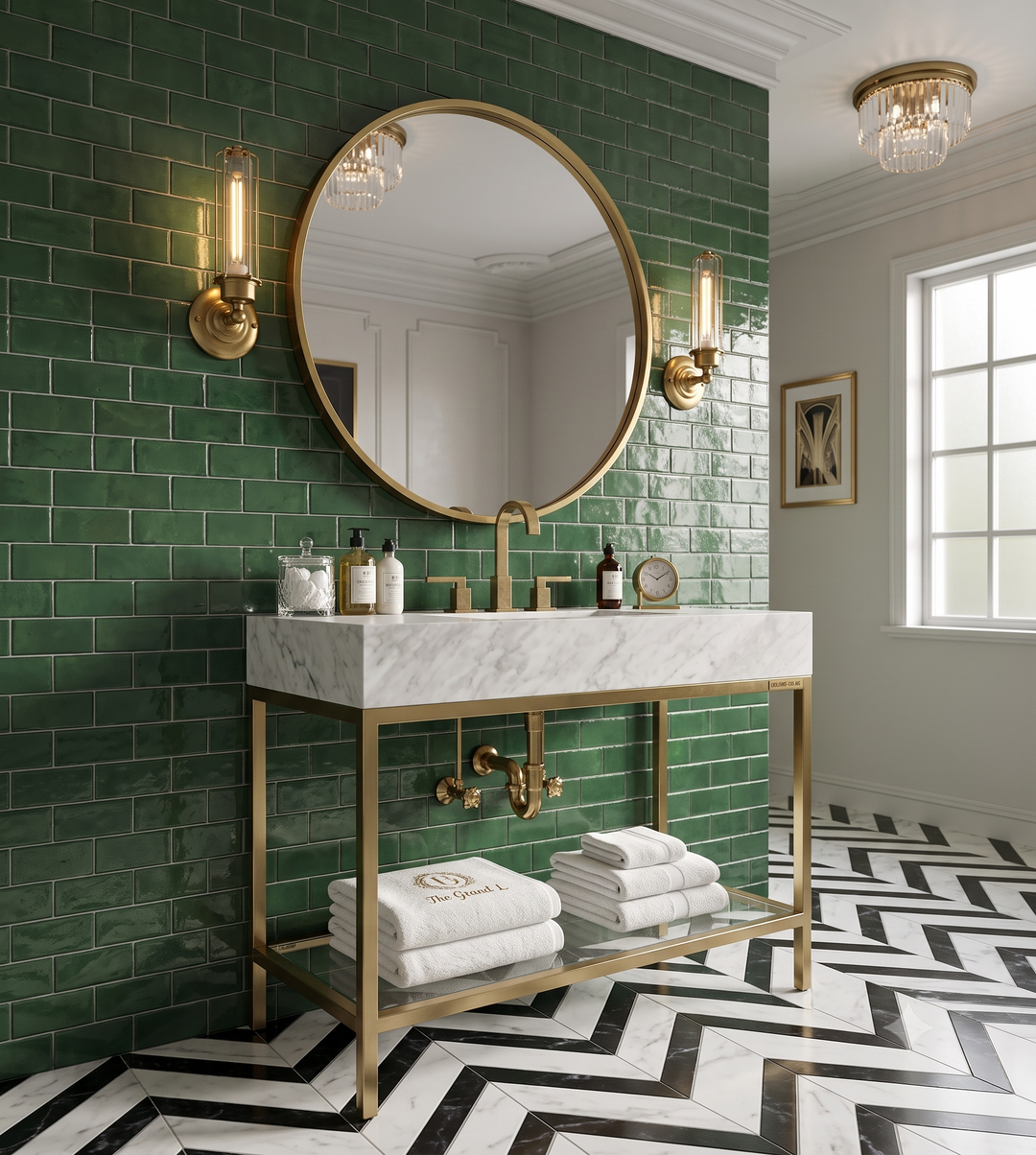 MILANO-Modern Exposed Console brushed gold steel with Carrera Marble vanity