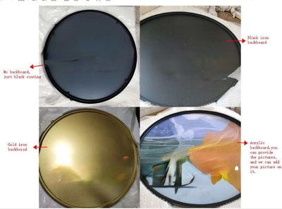 Black round ceiling mount round led mirror