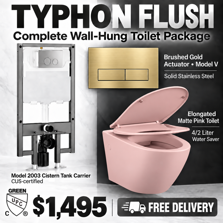 Color wall hung toilet bow, button and cistern toilet tank set