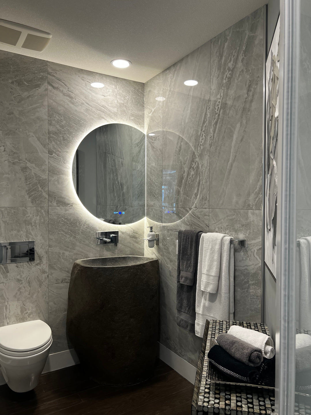 Moon half mirror led -anti fog