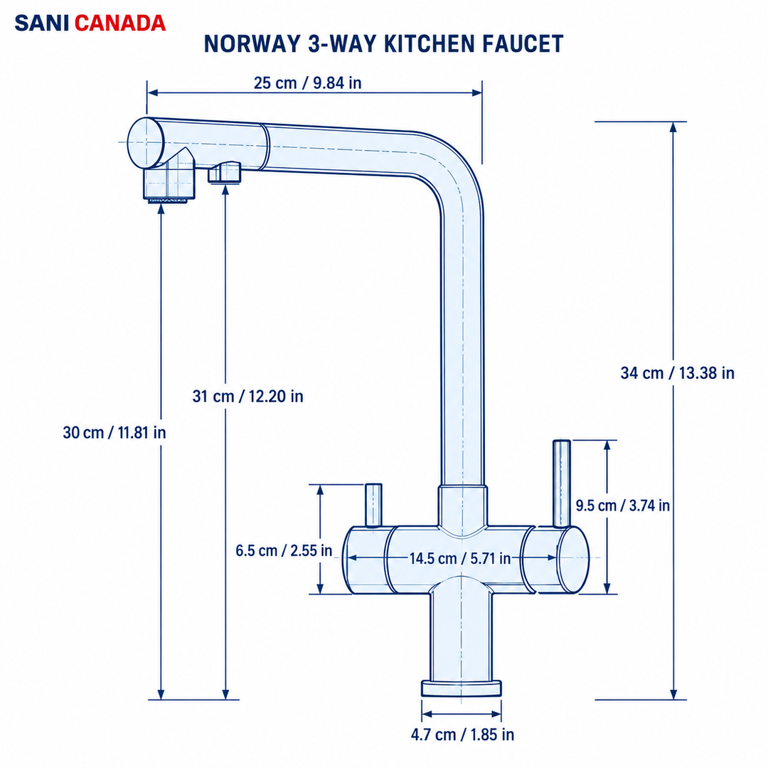 NORWAY 3-Filtered Kitchen Sink Faucet with Pull Down Sprayer 2 Handle 3 in 1 Water Filter Purifier Faucet Dual Sprayer Drinking Water Tap