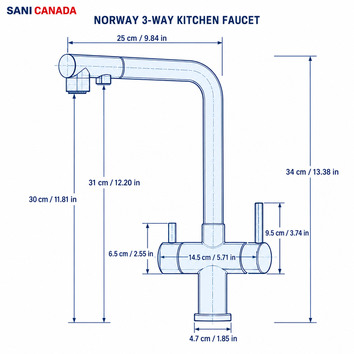 NORWAY 3-Filtered Kitchen Sink Faucet with Pull Down Sprayer 2 Handle 3 in 1 Water Filter Purifier Faucet Dual Sprayer Drinking Water Tap