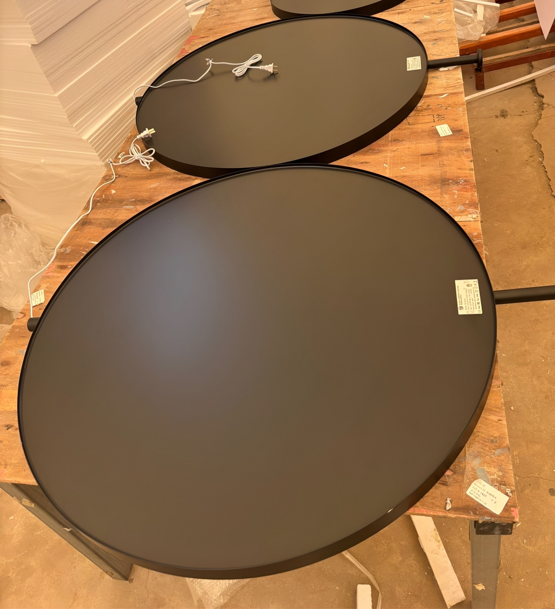 STOCK READY TO SHIP - Round Black Ceiling and Botton Suspended 1 Side LED Mirrors