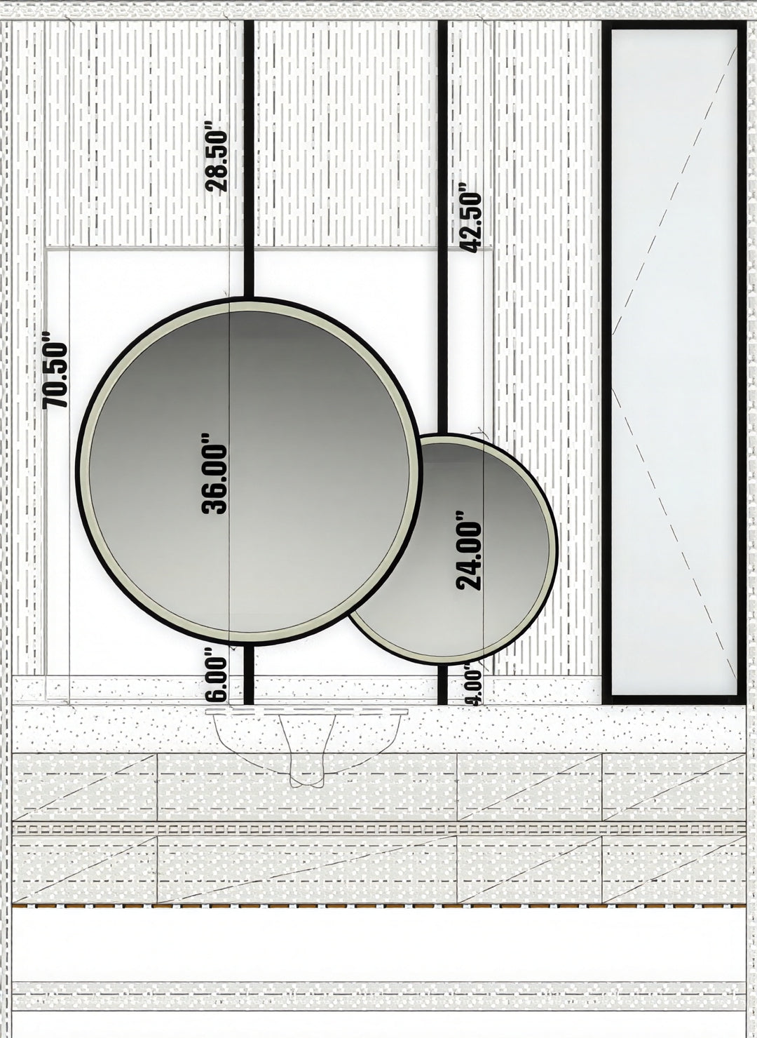 STOCK-Cirque- Black Round 36" OR 24" Ceiling Suspended LED Mirrors