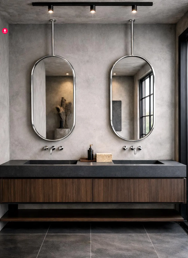 Paris - Polished Nickel Oval Ceiling Suspended Custom Mirror