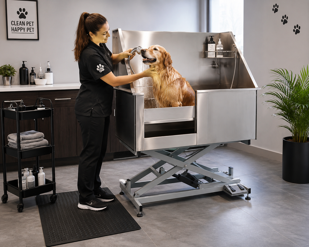 Elevator Commercial Proffesional Dog Groomer stainless steel pet tub 50"