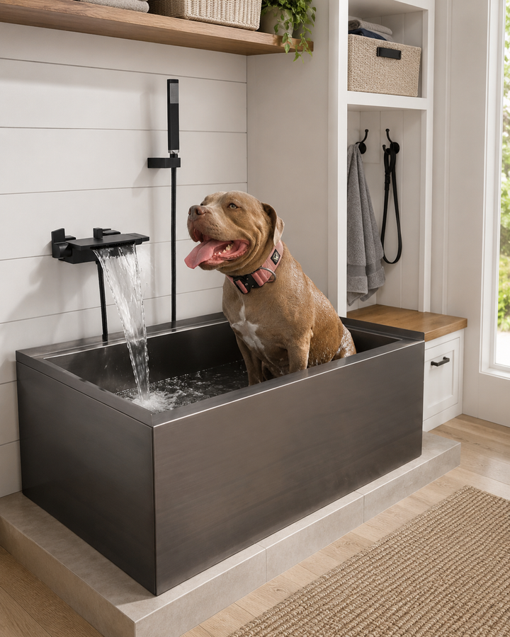 Pet waterfall bathtub faucet and hand spray