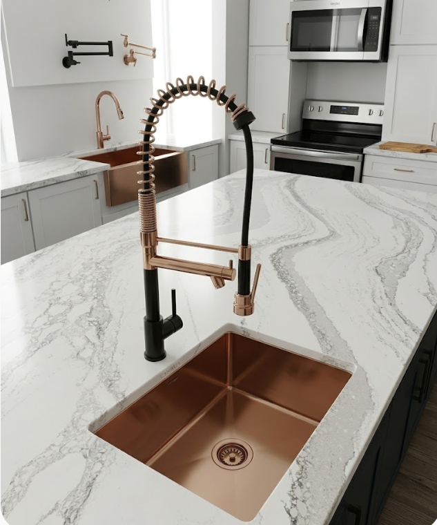 ROSA-Rose Gold/ Black Professional Chef Tall 26" Kitchen Faucet With Pot Filler Pull Out Hand Dual Sprayer