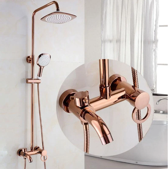 Rose GoLd polished exposed 3 way shower system kit