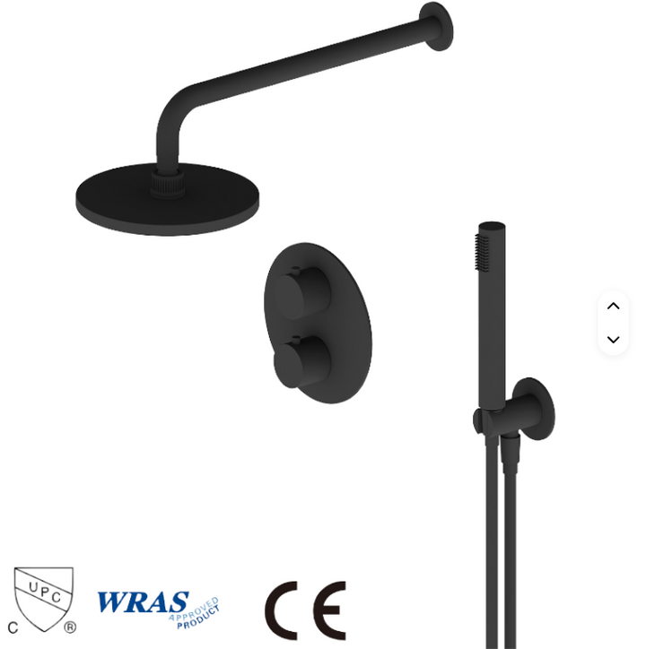 Round Black 2 Way Thermostatic Shower Kit