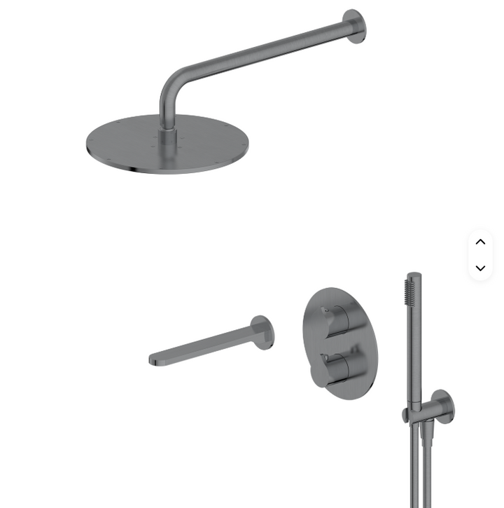 Round Grey Gun Pearl 2-3 Way Function Thermostatic Shower Kit
