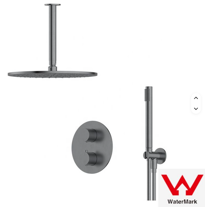 Round Grey Gun Pearl 2-3 Way Function Thermostatic Shower Kit