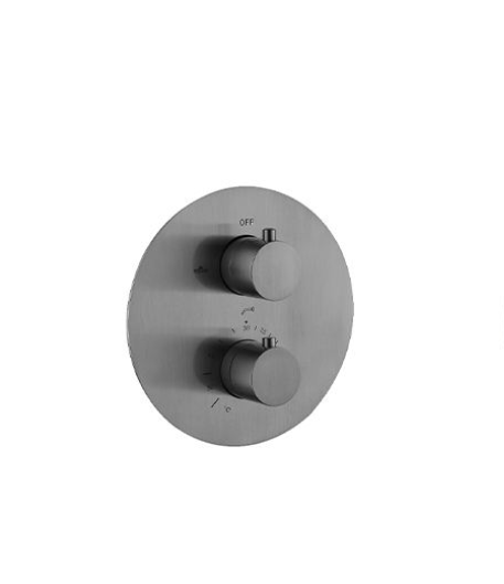 Round Grey Gun Pearl 2-3 Way Function Thermostatic Shower Kit