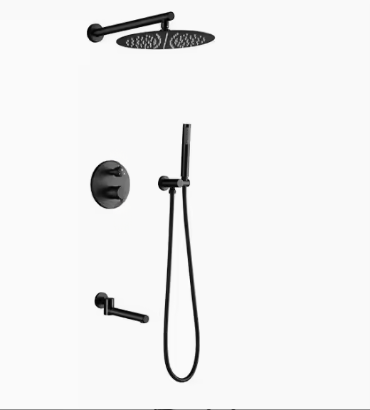 Round Black 2 Way Thermostatic Shower Kit
