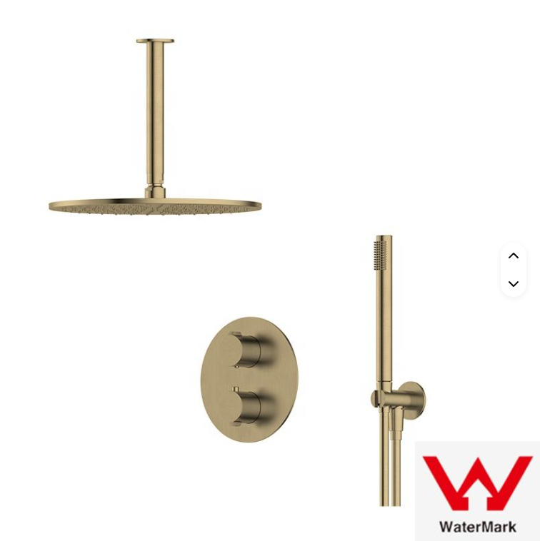 CSA-Brushed Gold Round 16" Inches Rain 2 way function diverter Thermostaic Shower Kit