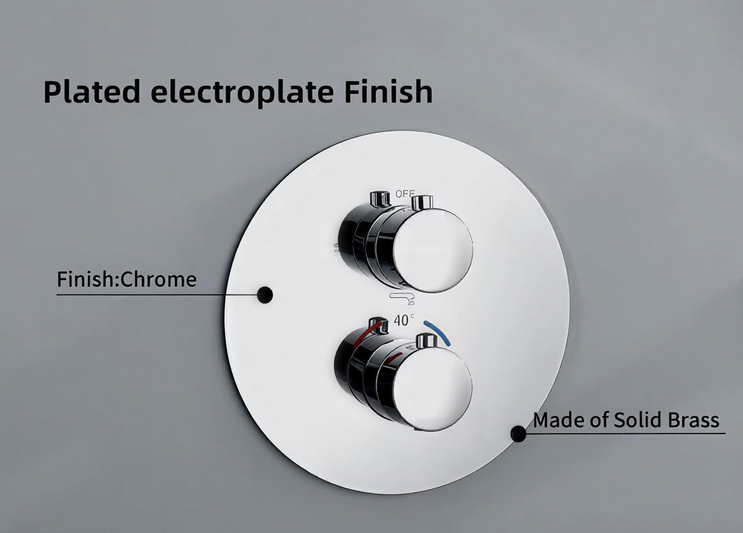 Chrome round thermostatic shower kit -CUPC