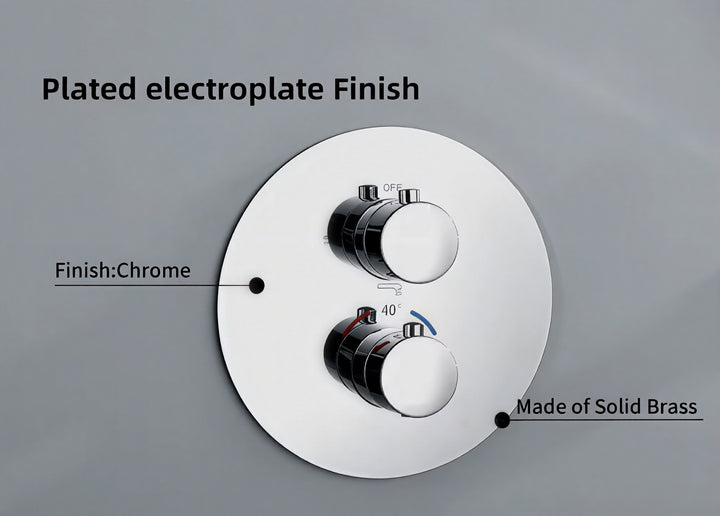 Chrome round thermostatic shower kit -CUPC