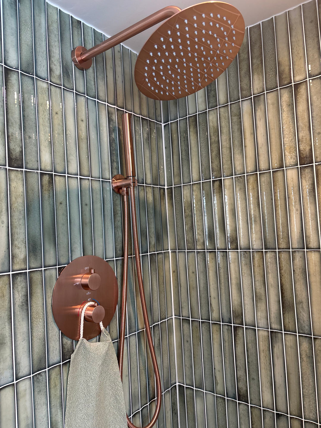 Copper Rose Satin  12" Round rain Head 2 Way Function  thermostatic  shower kit