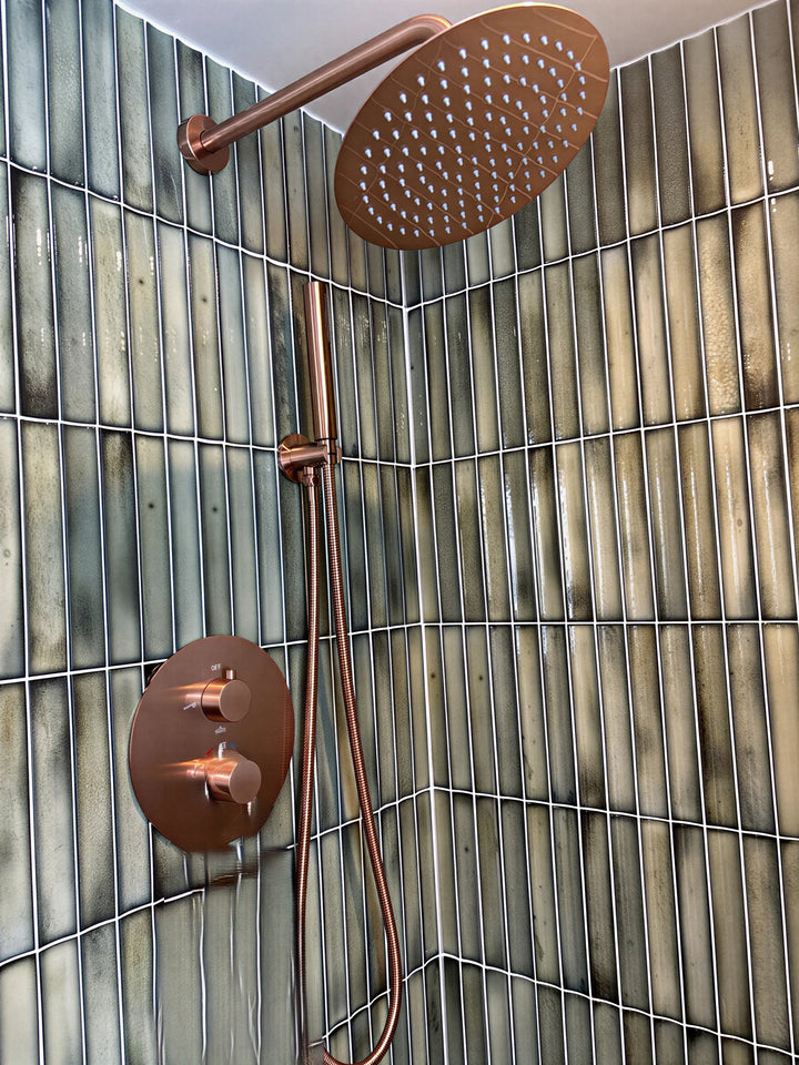 Copper Rose Satin  12" Round rain Head 2 Way Function  thermostatic  shower kit