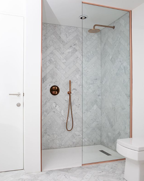 Rose Gold Polished  10" Rain head 2 way function thermostatic with hand held spray shower set