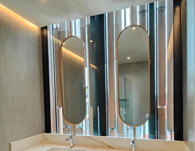 CUSTOM YOUR OWN DESIGN- Oval ceiling mount bathroom Double Sided mirrors NO LED light.