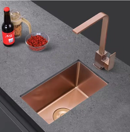 Rose gold stainless steel undermount bar kitchen sink 12" x 8" X8"
