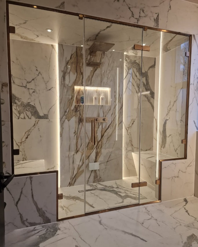 Rose Gold Polished Shower Glass Door Hardware for Custom Tempered Glass Door
