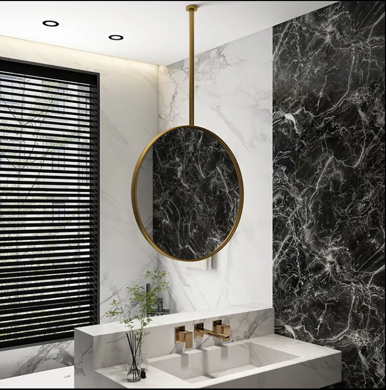 CUSTOM-Brushed gold Round NO LED Celing Mounted Pendant Bathroom Mirrors