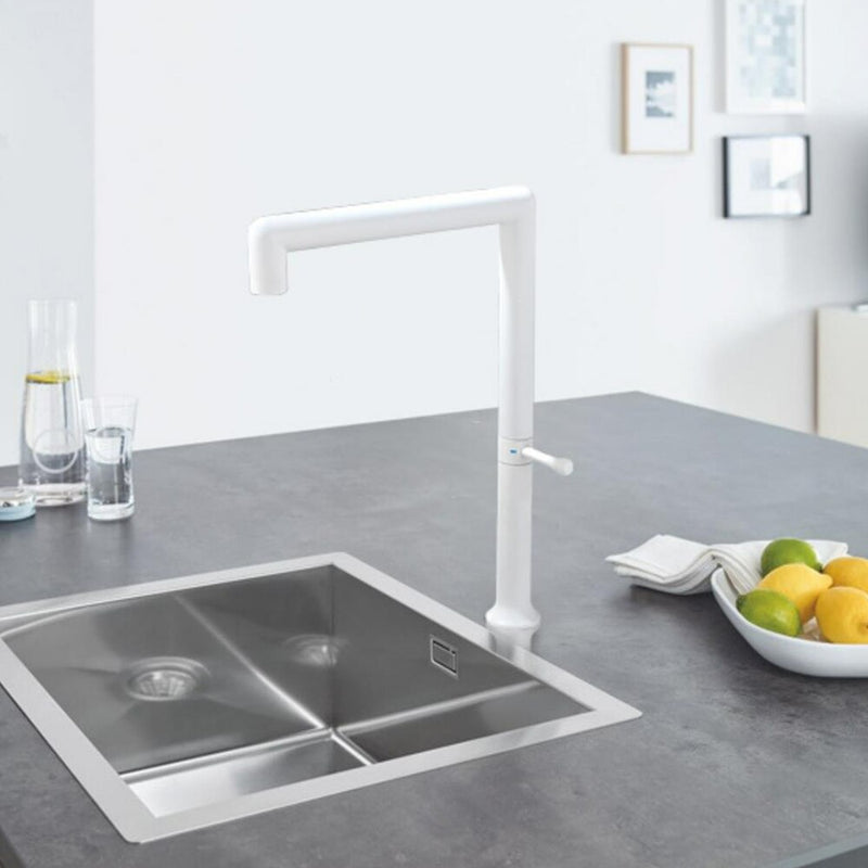 White Matte Euro design clean sleek modern kitchen faucet