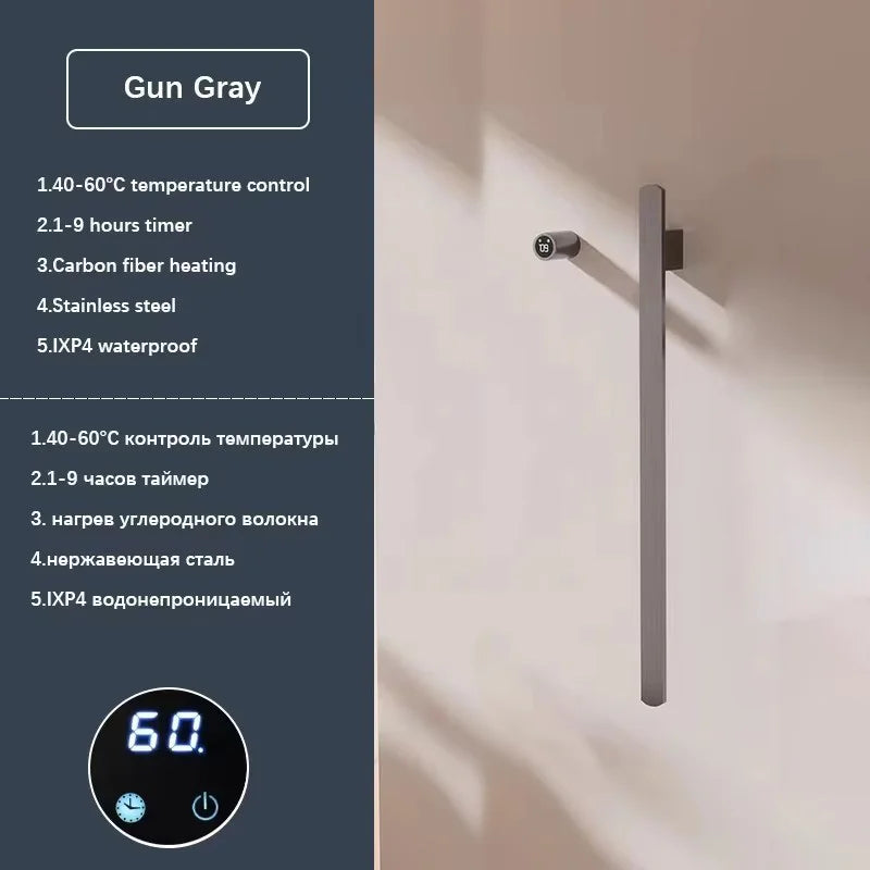 Elemento- Towel Warmer Hidden Wires Electric Heated Towel Rail Temperature Time Control Bath Electric Towel Rack