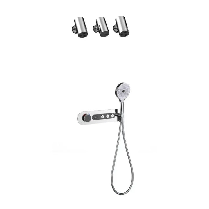 Aston-Constant Temperature White Embedded Wall-Mounted Rainfall Shower System with Intelligent Digital Display