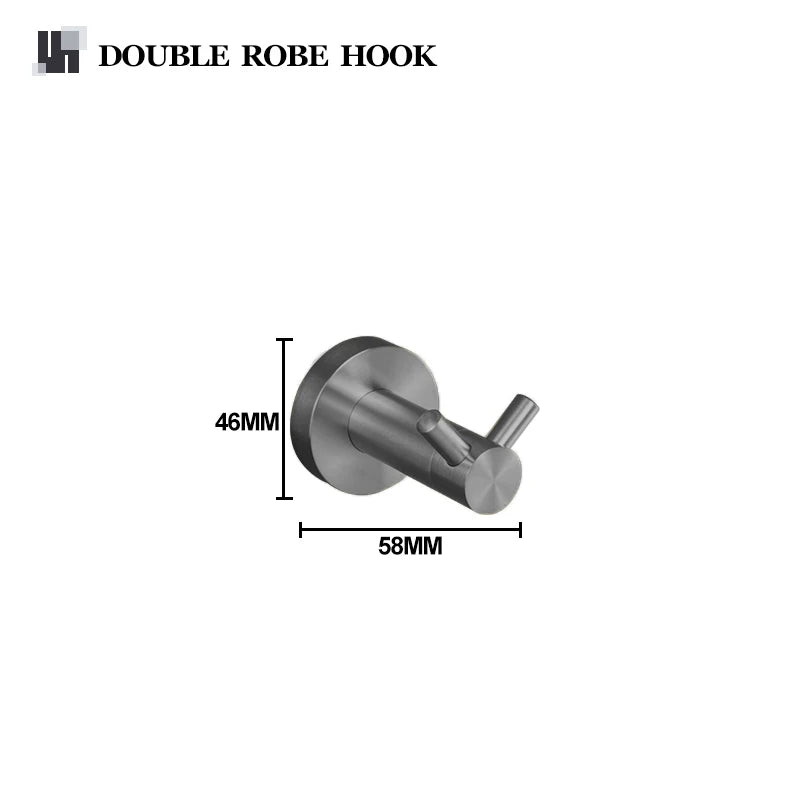 Gray Gun Metal Bathroom Hardware Accessories Cup Rack Towel Rack Toilet Brush Bath Towel Rack Roll Rack Towel Bar Hook Bathroom Wall Rack