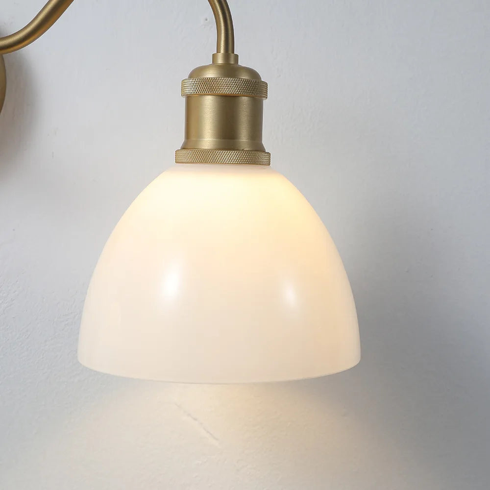 Victorian -Nordic LED White Jade Glass Wall Lamp Bedroom Dining Room Living Room Study Aisle Decorative Double Head Lamps