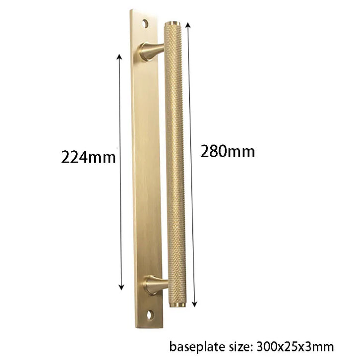 Brass Knurled Cabinet Handles Wardrobe Bar Pull with Baseplate Textured Furniture Door Handle with Baseboard Drawer Knobs