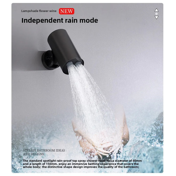 Aston-Camera Wall Mounted Thermostatic Shower Set Gunmetal Grey All Copper Concealed Rain Shower Head