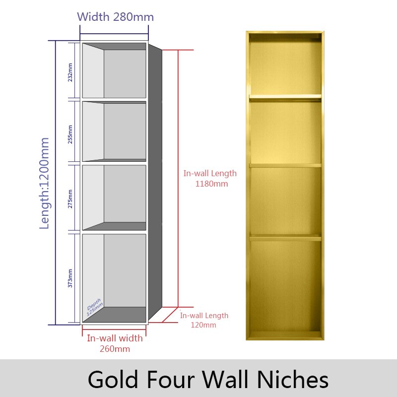 Stainless Steel Wall Mounted Recessed Bathroom Shower Niche shelve