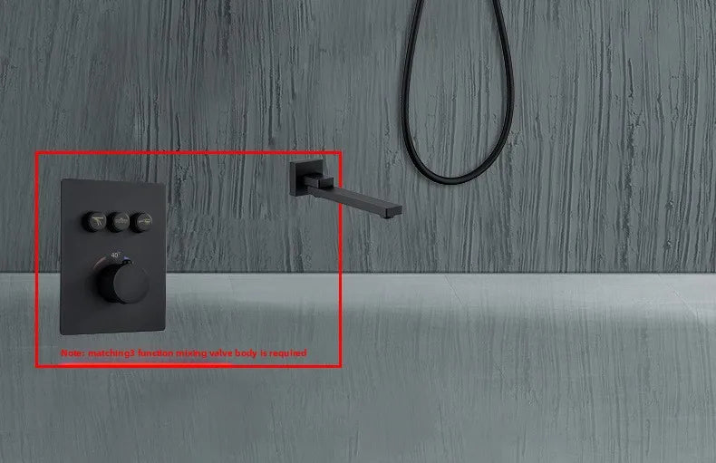 Aston-Camera Wall Mounted Thermostatic Shower Set Gunmetal Grey All Copper Concealed Rain Shower Head