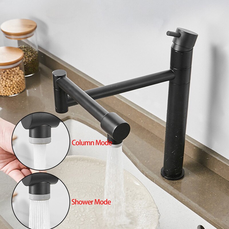 Hot and Cold Black with chrome deck mounted pot filler faucet